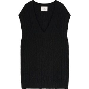 Les Coyotes de Paris V Neck Sweater Vest Black Wool Blend Knit Size 38